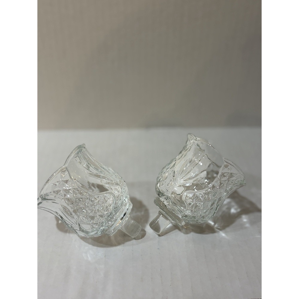 Vintage HOMCO Clear Glass Tulip Peg Votive Candle Holders - Set of 2"
